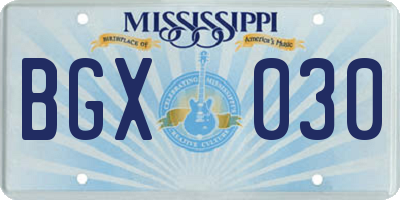 MS license plate BGX030