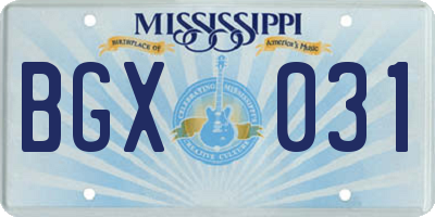 MS license plate BGX031