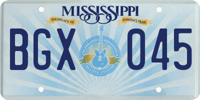MS license plate BGX045