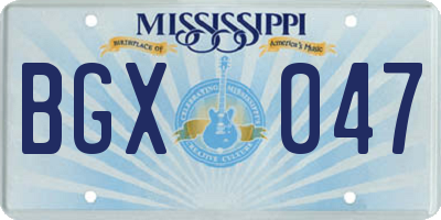 MS license plate BGX047