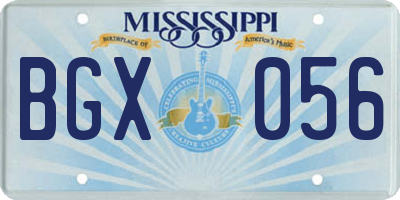 MS license plate BGX056