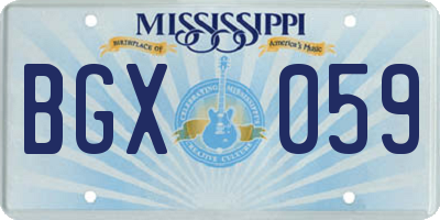 MS license plate BGX059