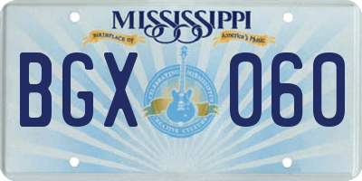 MS license plate BGX060