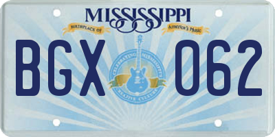 MS license plate BGX062