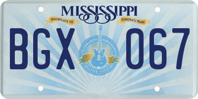 MS license plate BGX067