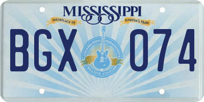 MS license plate BGX074