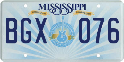 MS license plate BGX076