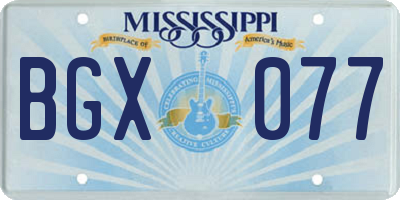 MS license plate BGX077