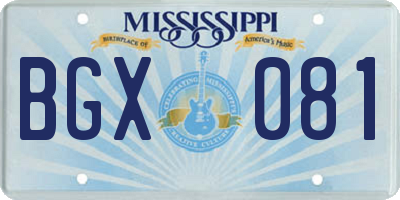 MS license plate BGX081