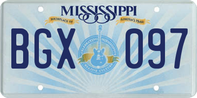 MS license plate BGX097