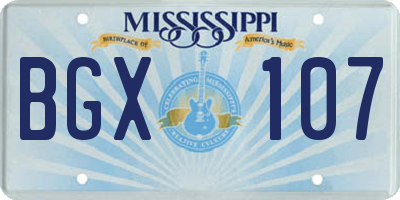 MS license plate BGX107