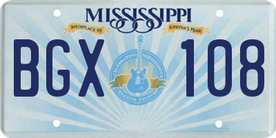MS license plate BGX108