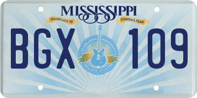 MS license plate BGX109