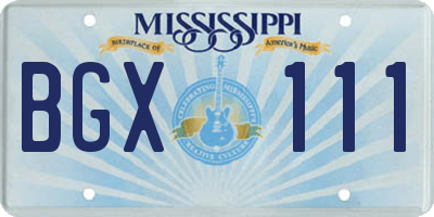 MS license plate BGX111