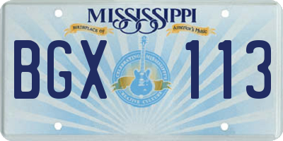 MS license plate BGX113