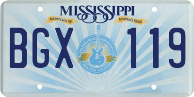 MS license plate BGX119