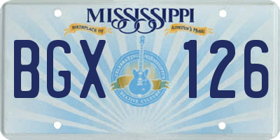 MS license plate BGX126