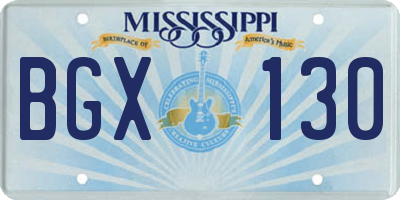 MS license plate BGX130