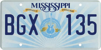 MS license plate BGX135