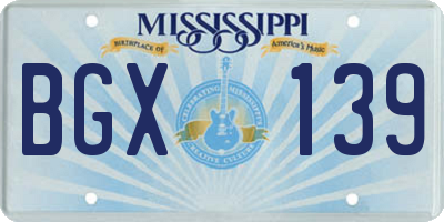 MS license plate BGX139
