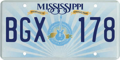 MS license plate BGX178