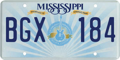 MS license plate BGX184