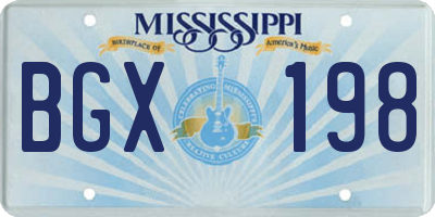 MS license plate BGX198