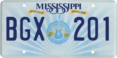 MS license plate BGX201