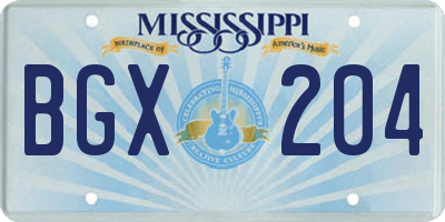 MS license plate BGX204
