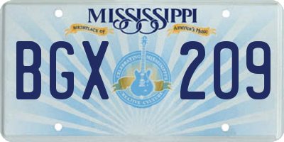 MS license plate BGX209