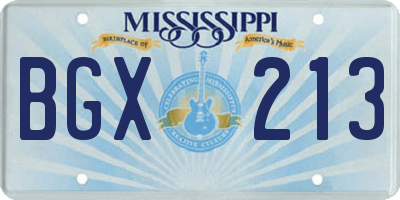 MS license plate BGX213