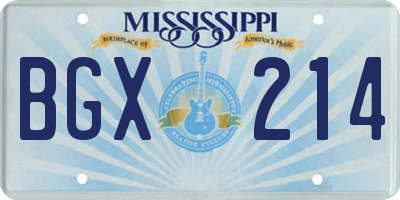 MS license plate BGX214