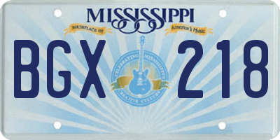 MS license plate BGX218