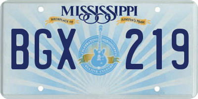 MS license plate BGX219
