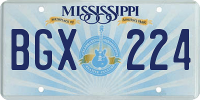 MS license plate BGX224