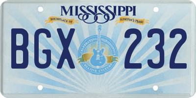 MS license plate BGX232