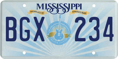 MS license plate BGX234