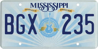 MS license plate BGX235