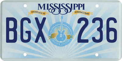 MS license plate BGX236
