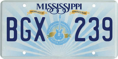 MS license plate BGX239