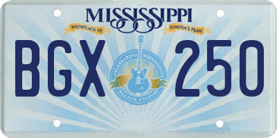 MS license plate BGX250