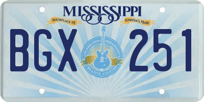 MS license plate BGX251
