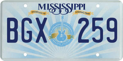 MS license plate BGX259