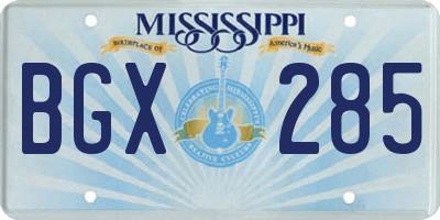 MS license plate BGX285