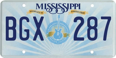 MS license plate BGX287