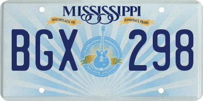MS license plate BGX298