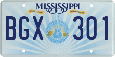 MS license plate BGX301