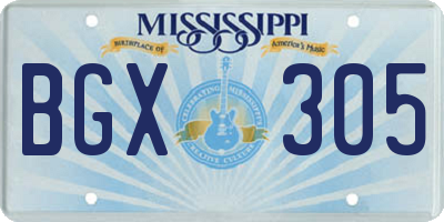 MS license plate BGX305