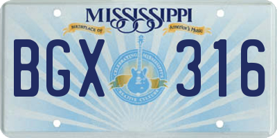 MS license plate BGX316