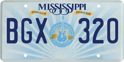 MS license plate BGX320